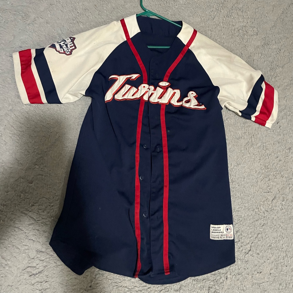 MLB Navy and White Twins Jersey